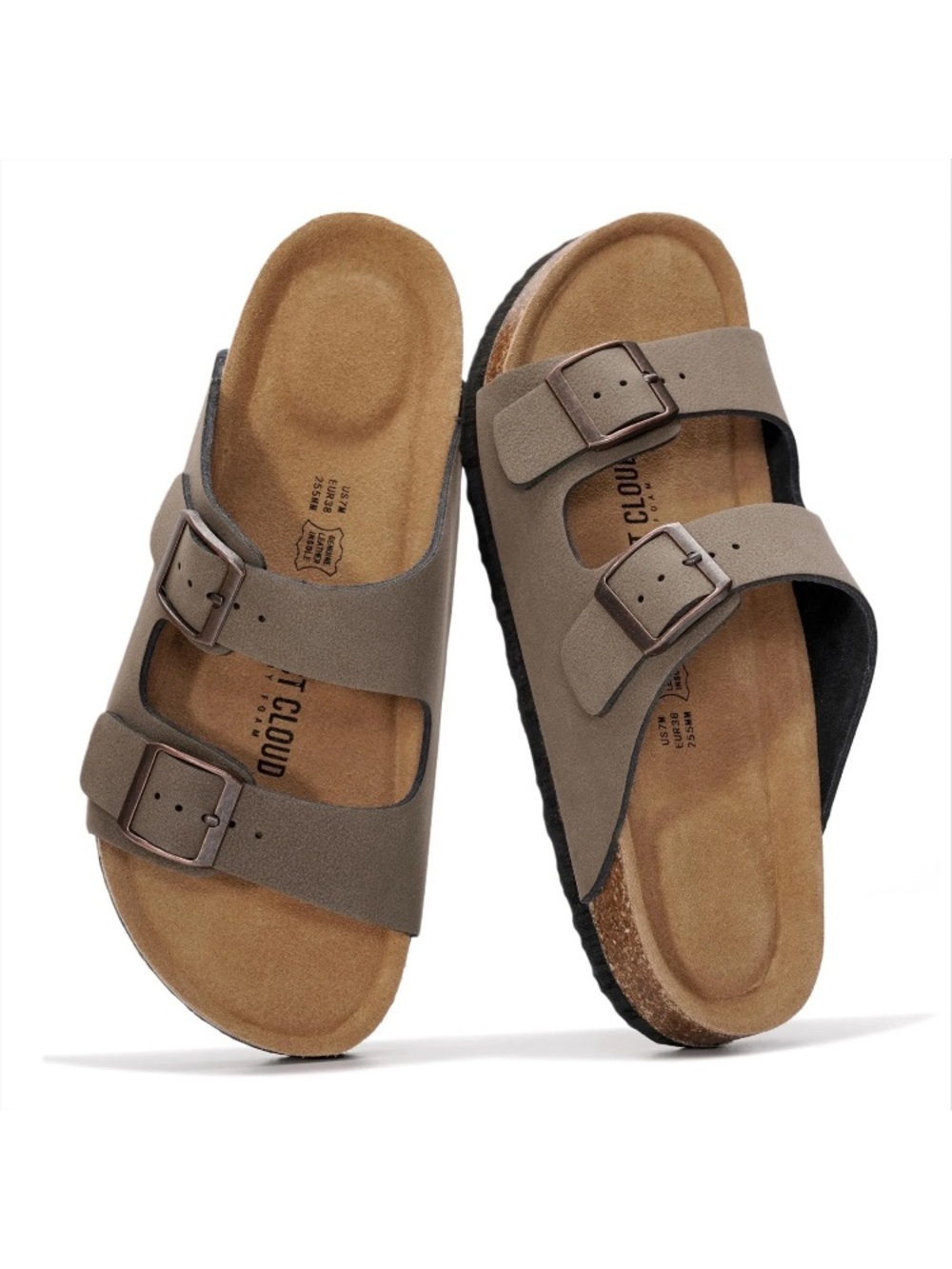 Project Cloud Taupe Genuine Leather Venita Women’s Buckle sandals Sz 10 NWT